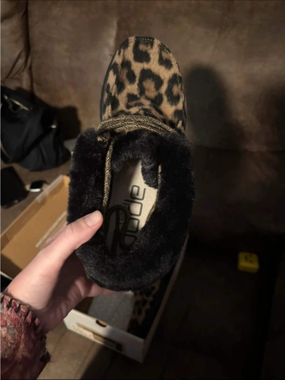 Hey Dude Women’s Leopard Print Slip-On Slipper - Brown and Black